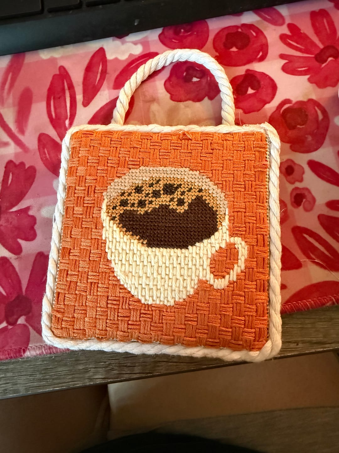 Customer photo review of Coffee (Bica) Needlepoint Kit