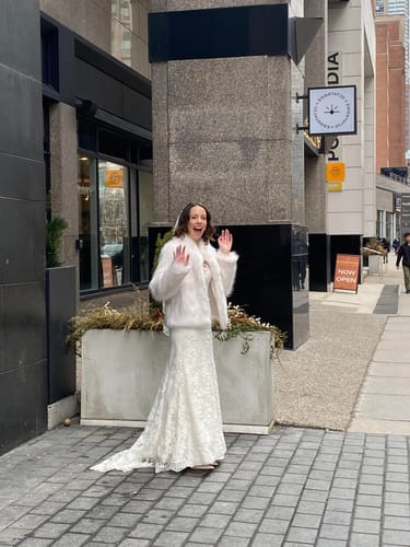 Customer photo review of Fur Delish Faux Fur Jacket in Ivory by Unreal Fur - RENTAL