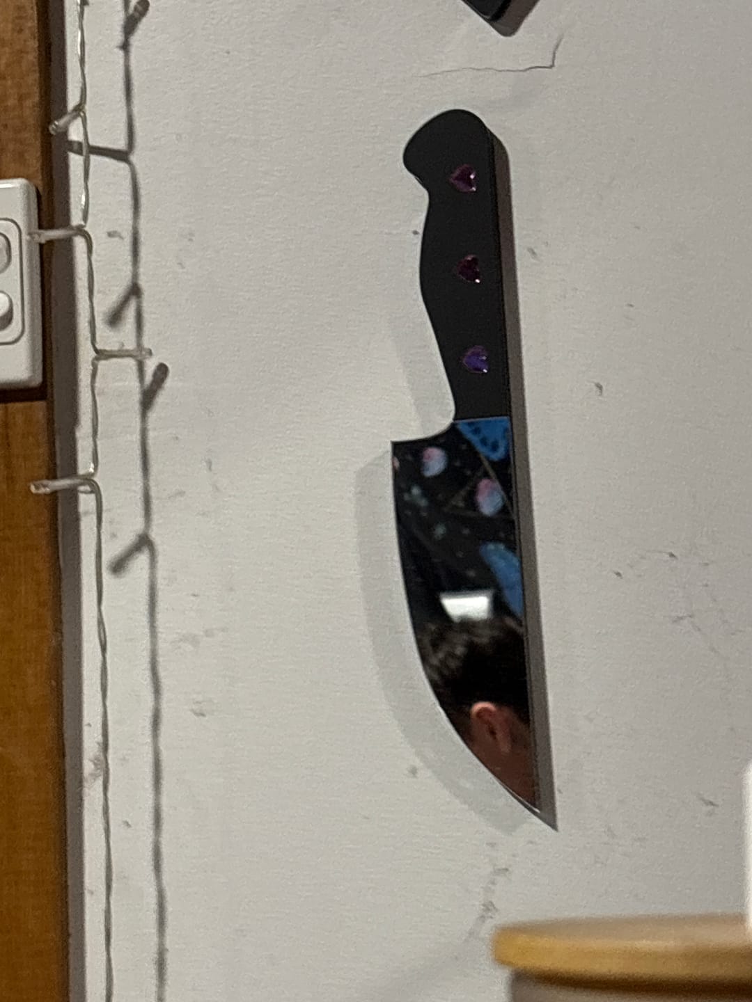Customer photo review of Heart Handle Knife Mirror Wall Art