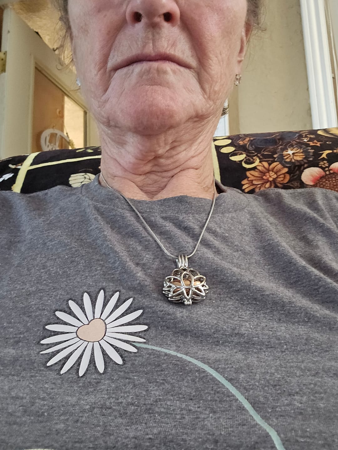 Customer photo review of Cremation Urn Necklace Lotus Flower Pendant With Keepsake Urn-A021