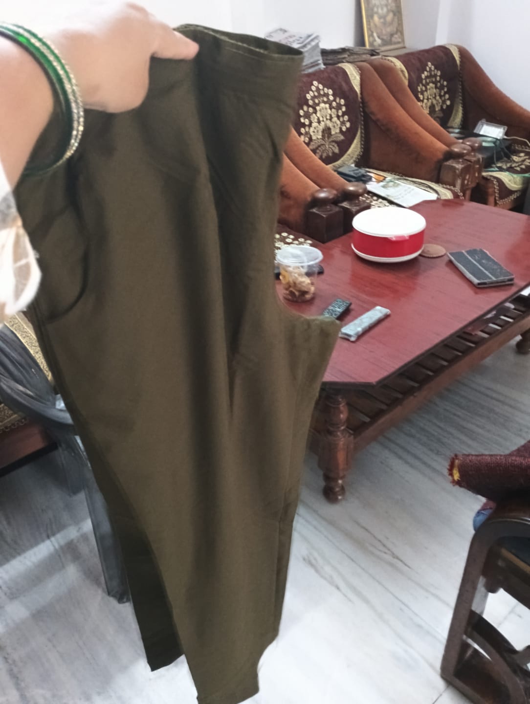 Customer photo review of Women Olive Green Cotton Pant