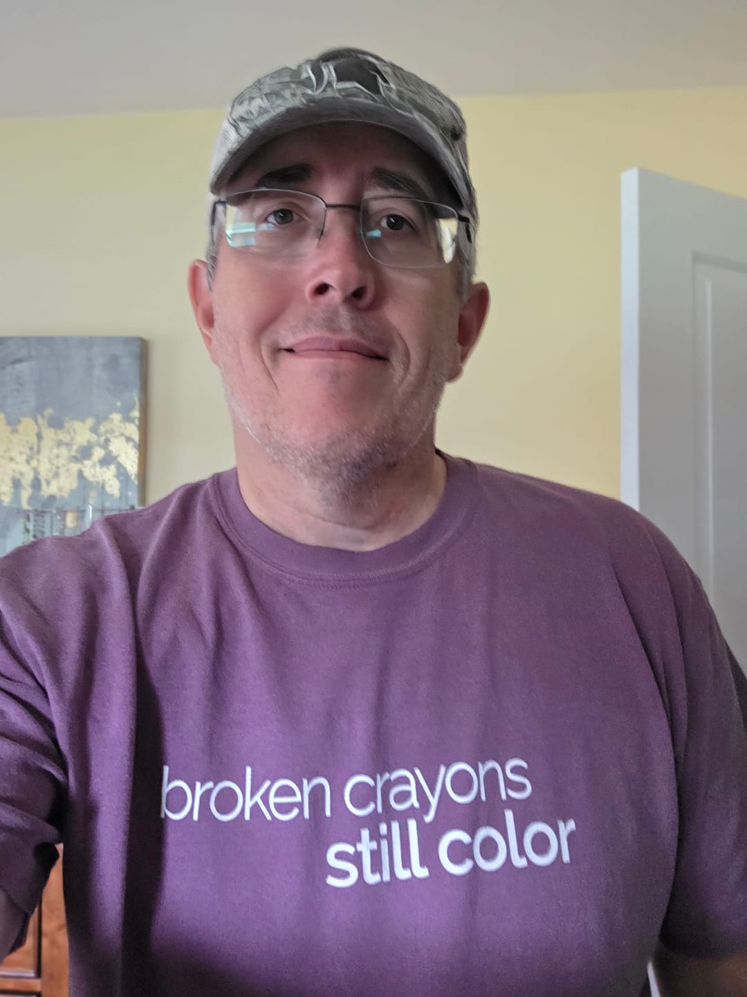 Customer photo review of My Mama Said™ “Broken Crayons Still Color.” Unisex Comfort Tee — Quiet Strength, Minimalist Text Shirt