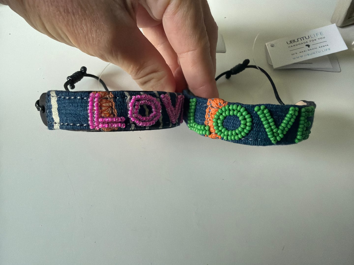 Customer photo review of Mara Baule LOVE Bracelet - Apple Green