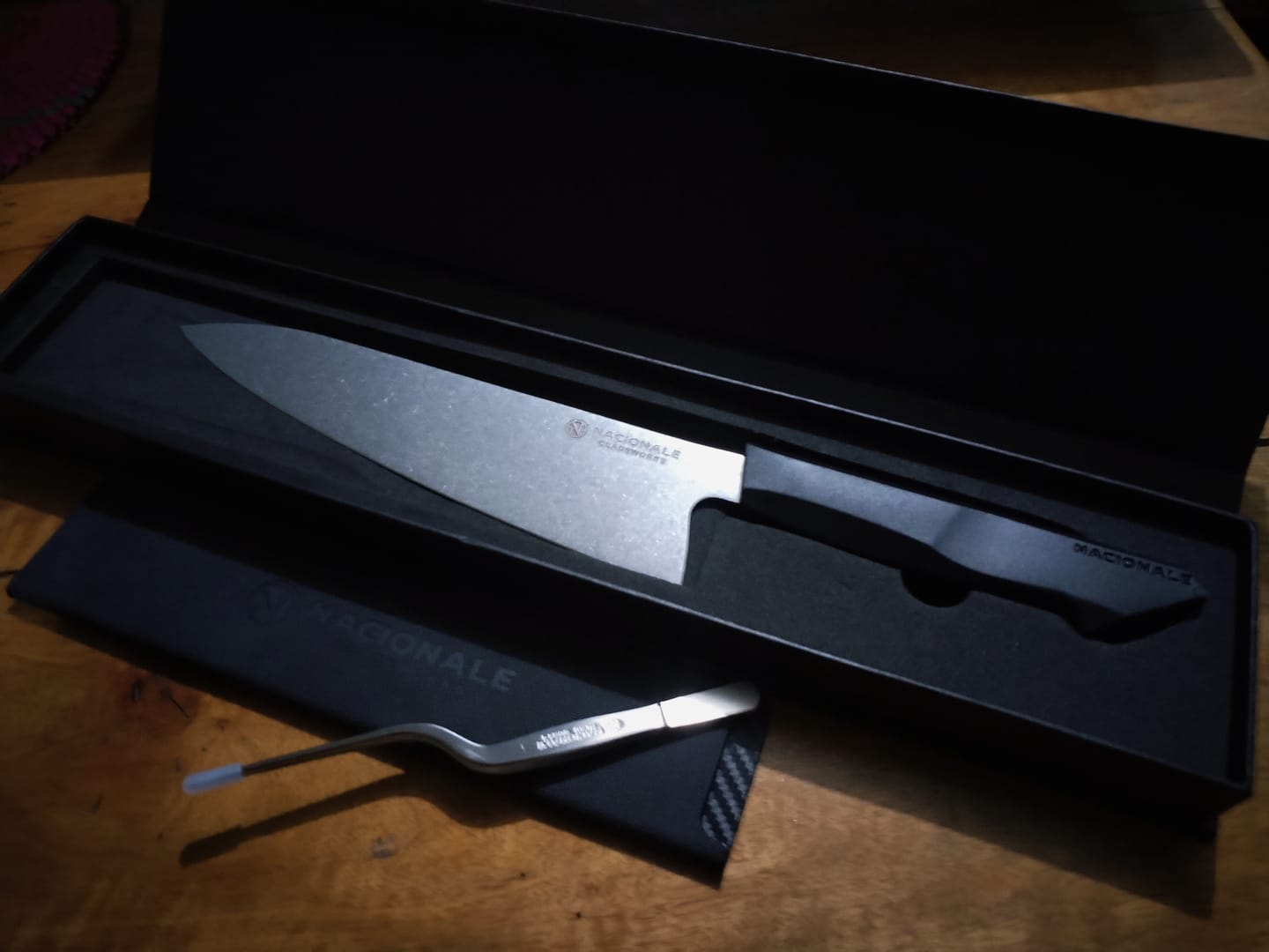 Customer photo review of 215mm Chefs Knife. AUS8 Steel. Recycled Plastic Skateboard Material Handle