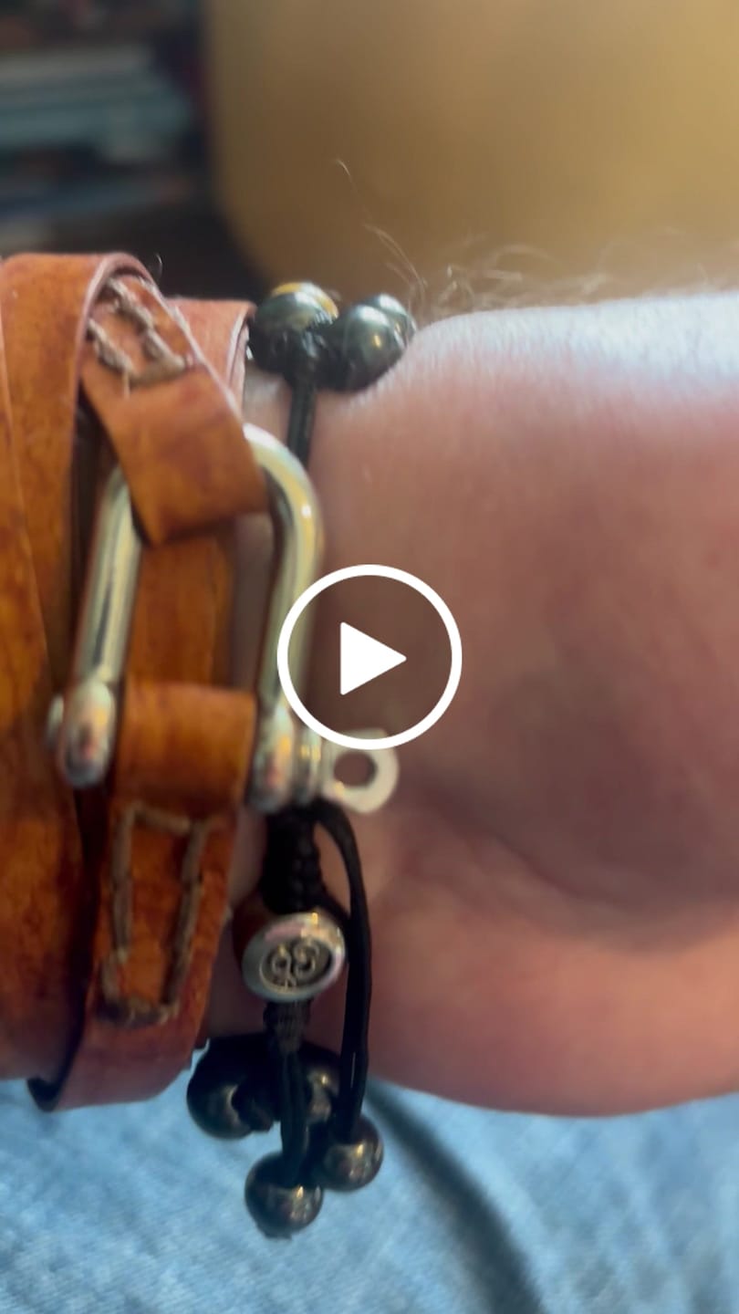 Customer video review of Buddha Stones Natural Blue Tiger Eye Black Magnetite Om Pattern Double Row Beads Strength Bracelet
