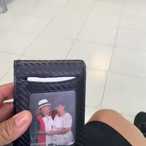 Customer photo review of VaultGuard™ Leather RFID Pop-Up Wallet