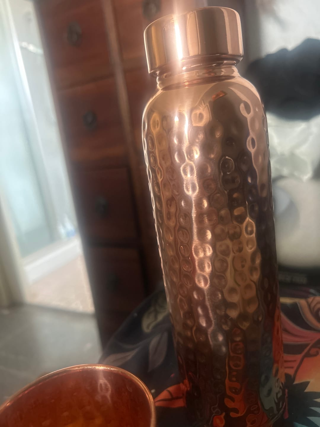 Customer photo review of Hammered Copper Gift Set - 2 Bottles & 2 Cups