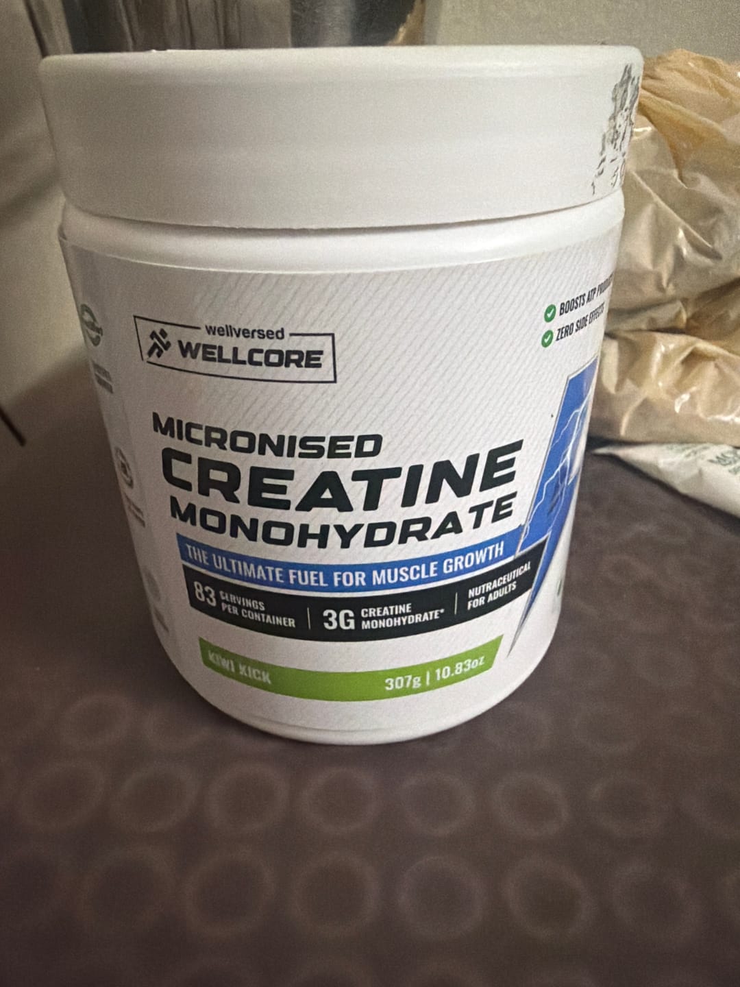 Customer photo review of Wellcore - Pure Micronised Creatine Monohydrate | Kiwi Kick (307g, 83 servings)