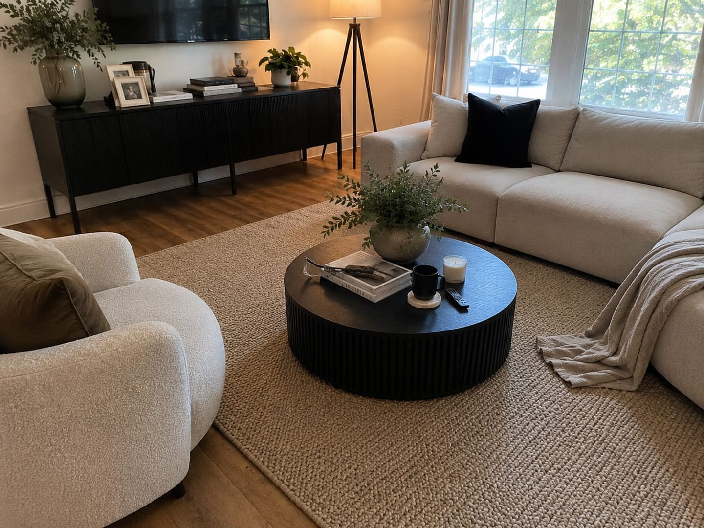 Customer photo review of Fanny Round Wood Coffee Table