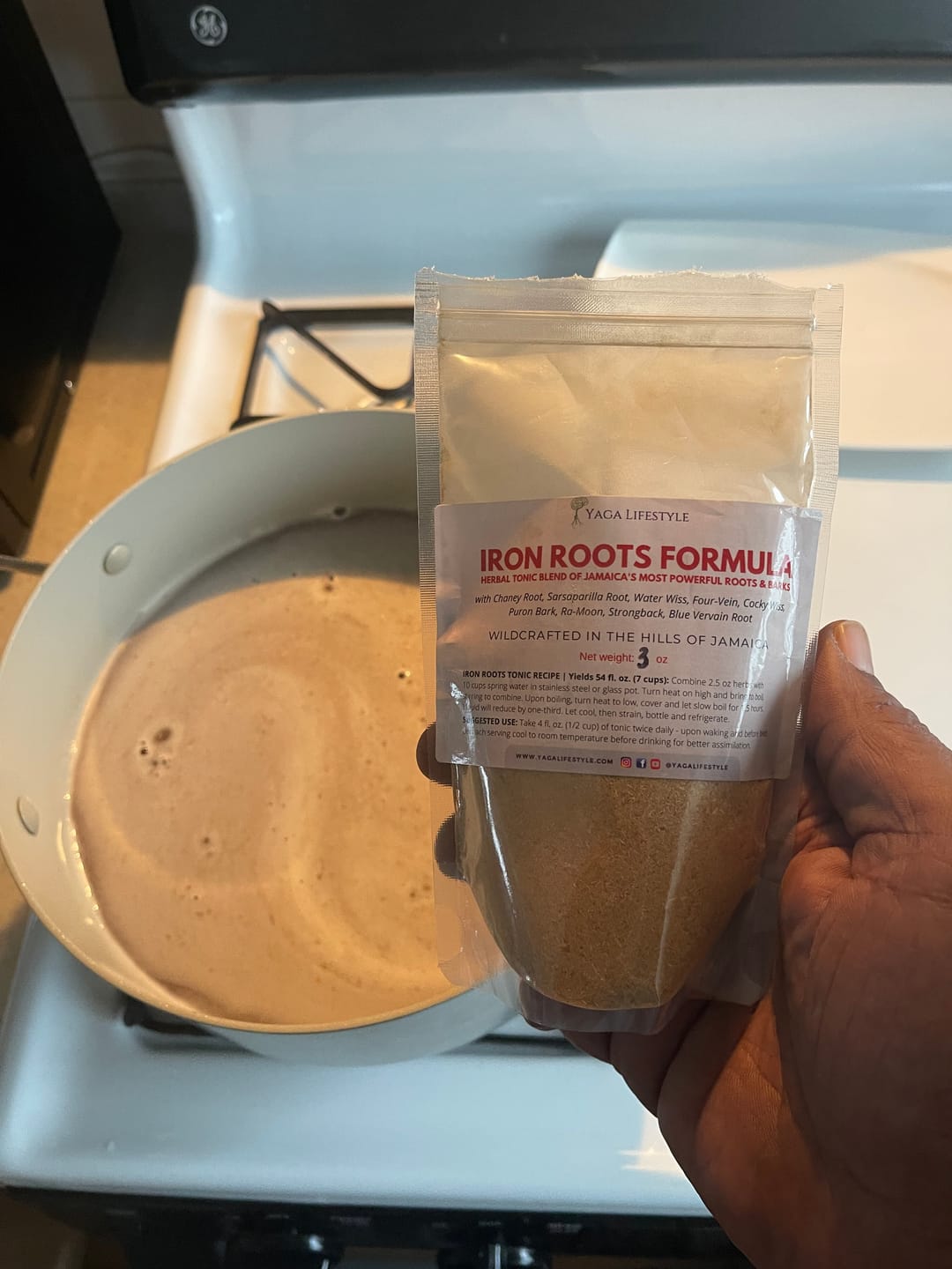 Customer photo review of Iron Lion Powder | Jamaican Roots Tonic Supplement with Sarsaparilla, Chaney Root (Cocolmeca), Strongback, Allman Strength