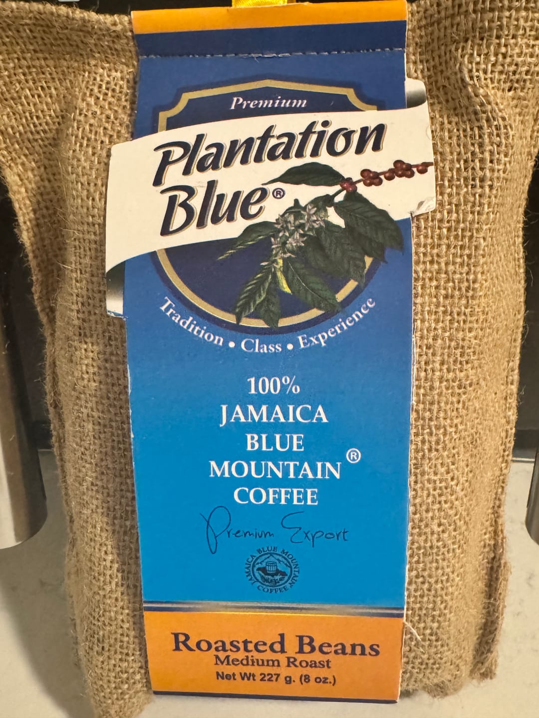 Customer photo review of Plantation Blue 100% Jamaica Blue Mountain Premium Coffee (8oz - medium roasted whole beans)