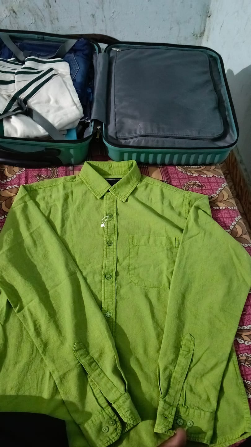 Customer photo review of Parrot Green Washed Shirt 100% Cotton