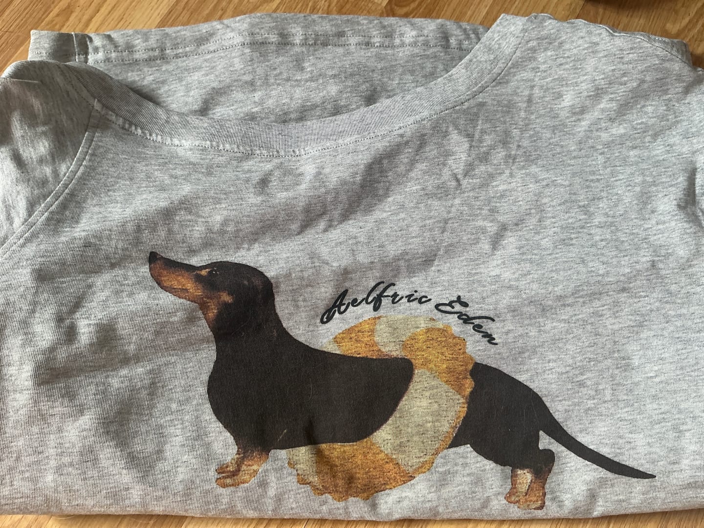 Customer photo review of Aelfric Eden Dachshund Off-The-Shoulder Tee