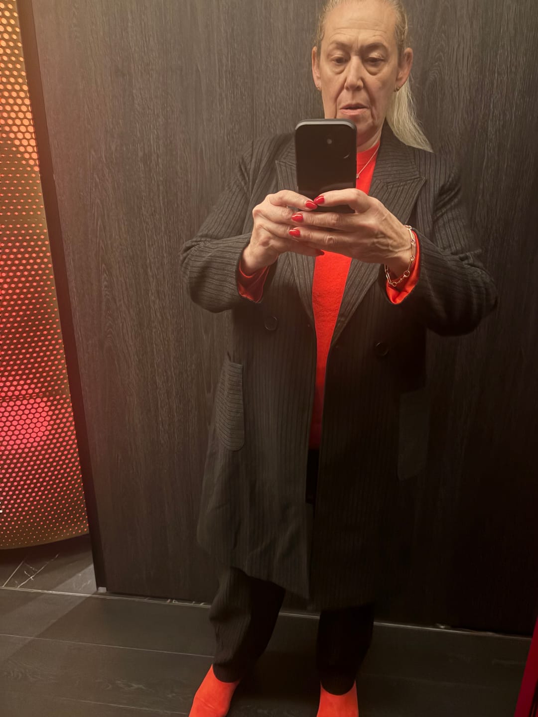 Customer photo review of Hedda Coat Pinstripe