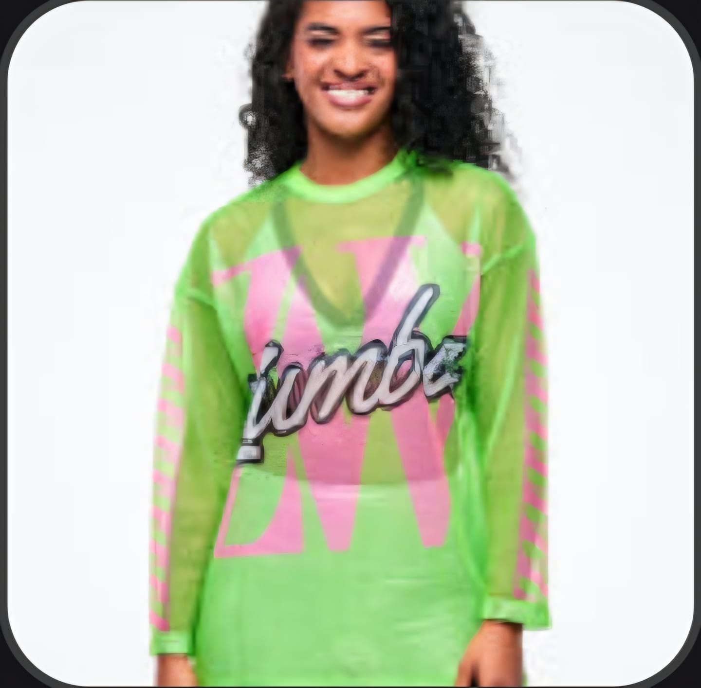 Customer photo review of Dale-Z Oversized Mesh Long Sleeve Top