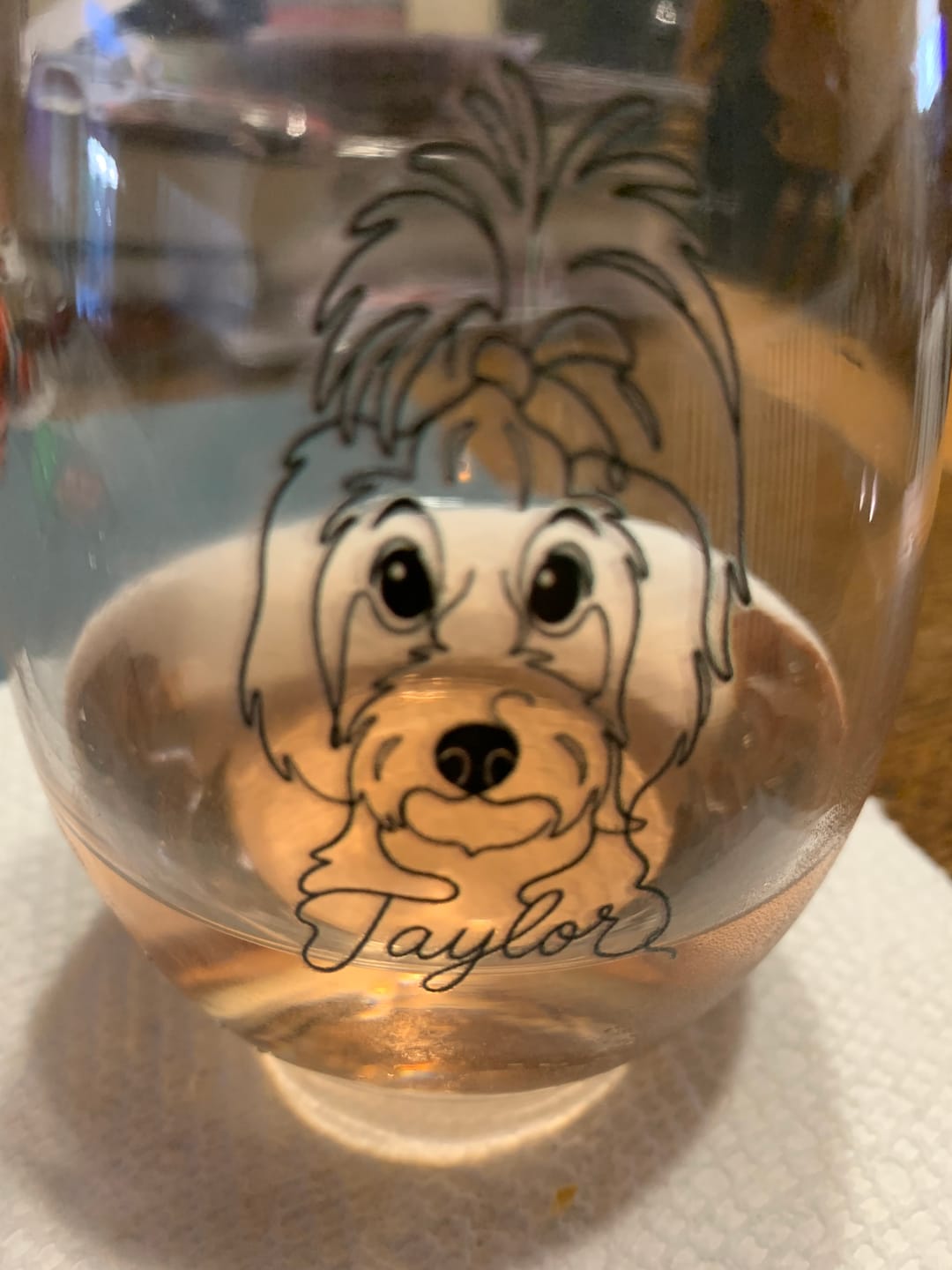 Customer photo review of Lineart - Personalized Wine Glass