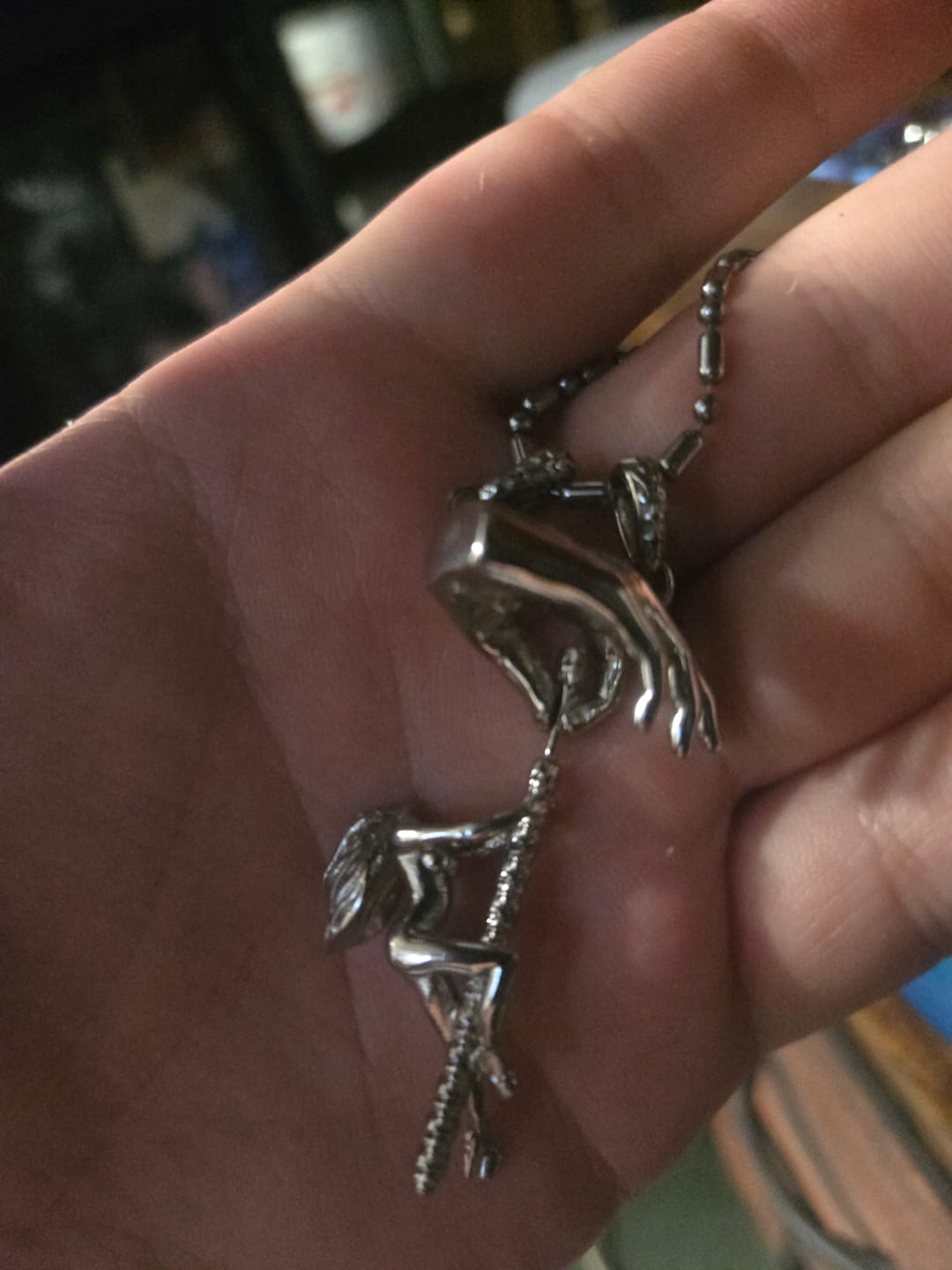Customer photo review of DANCING WITH DEATH PENDANT