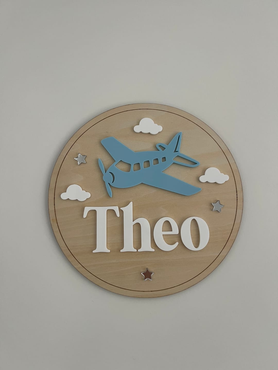 Customer photo review of Personalised Plane Wooden Door Sign |  Personalised Kids Door Sign