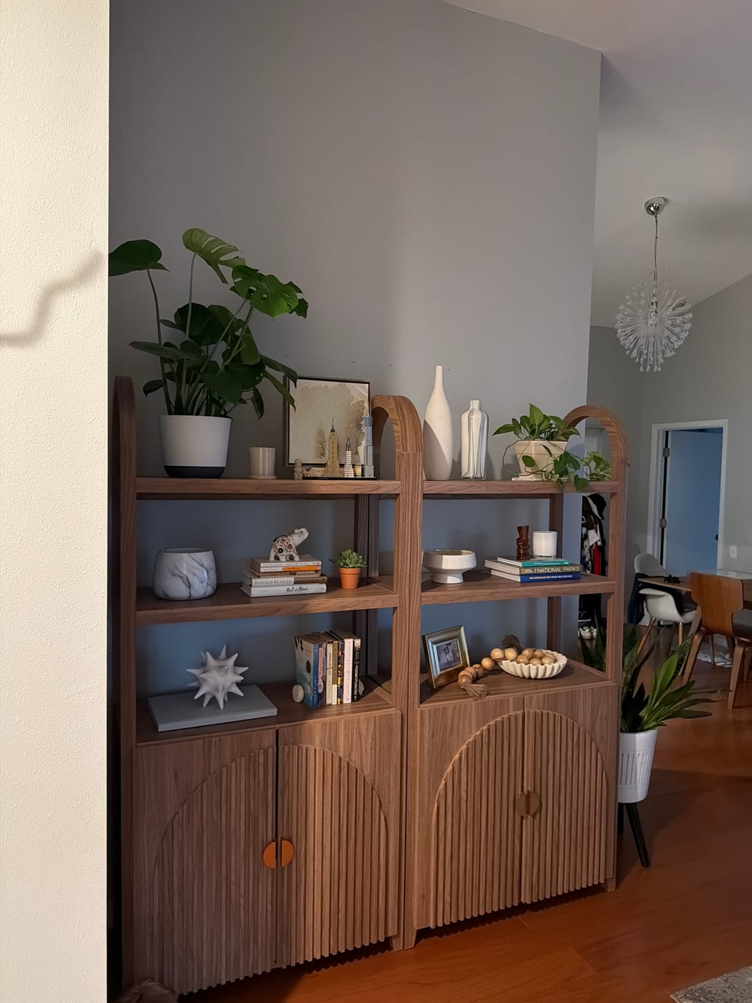 Customer photo review of 72" Arched Fluted Doors Tall Modular Bookcases (Set of 2)