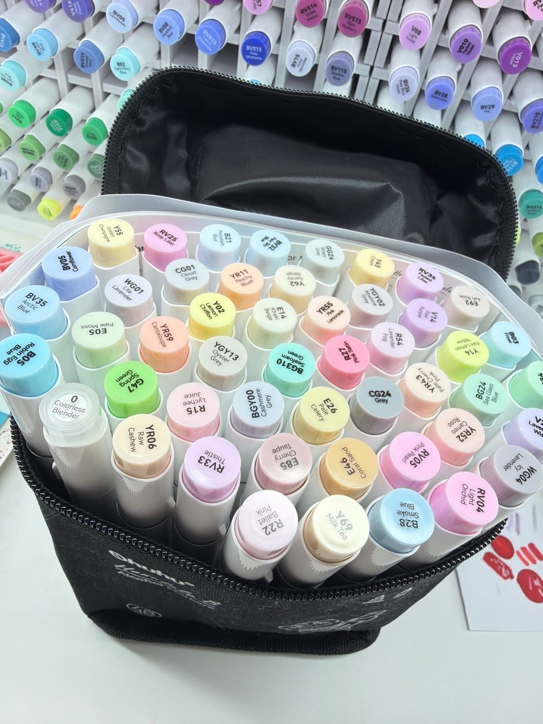 Customer photo review of Ohuhu Honolulu 48 Pastel Colors Dual Tips Alcohol Art Markers-Sweetness (New Color Codes)