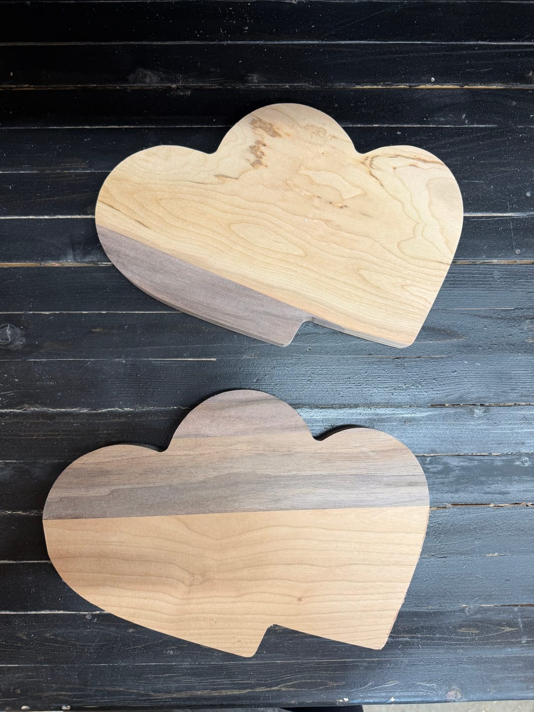 Customer photo review of 10.4x8.2" Nested Double Heart Tray 08 Acrylic Router Template