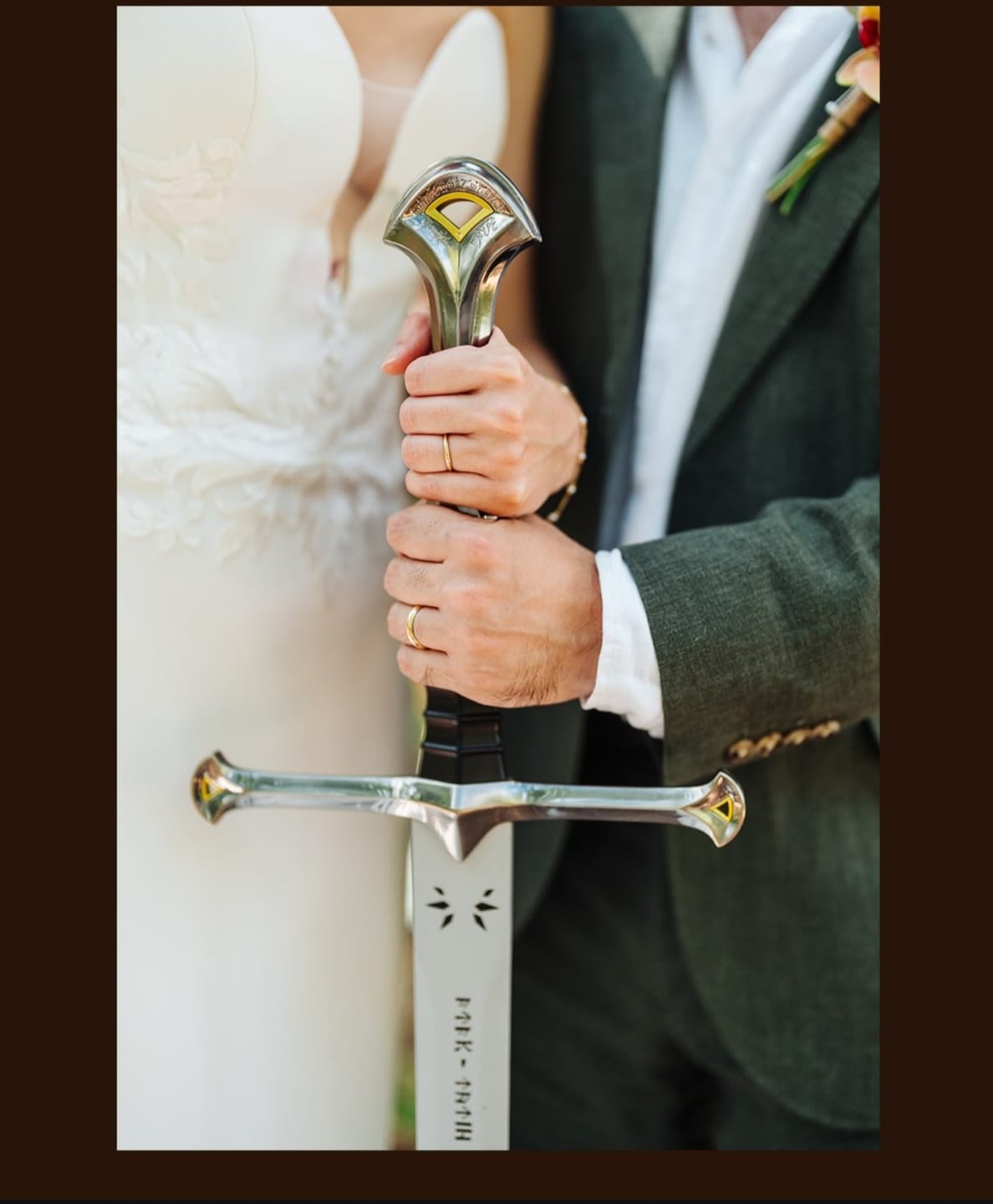 Customer photo review of Lord of the Rings Sword of King Elessar Aragorn Anduril Wooden Cosplay Sword Replica
