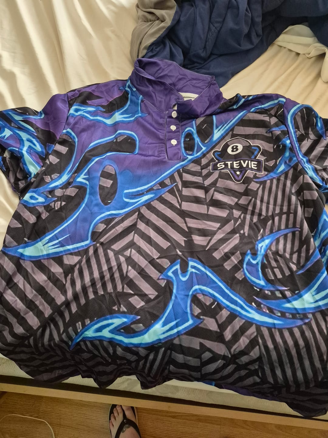 Customer photo review of Personalized Blue Purple 3D 8 Ball Billiards Pool Shirts For Men Custom Billiard Team Jerseys TDM3626