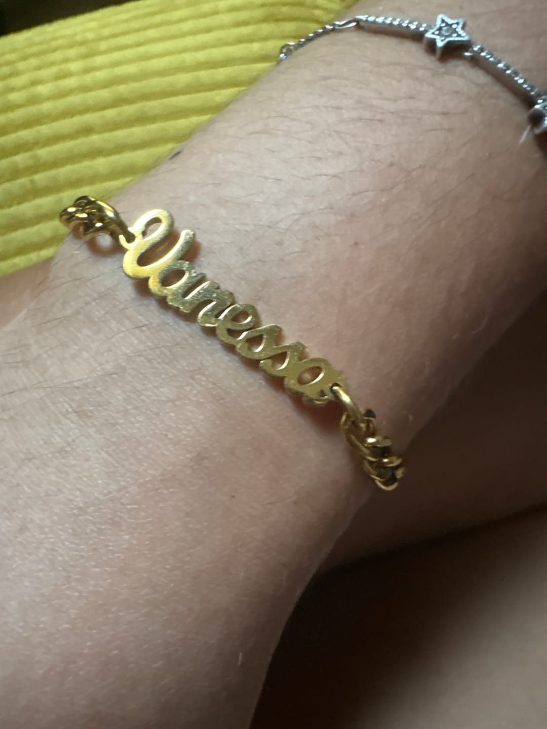Customer photo review of Name Bracelet w/ Cuban Chain