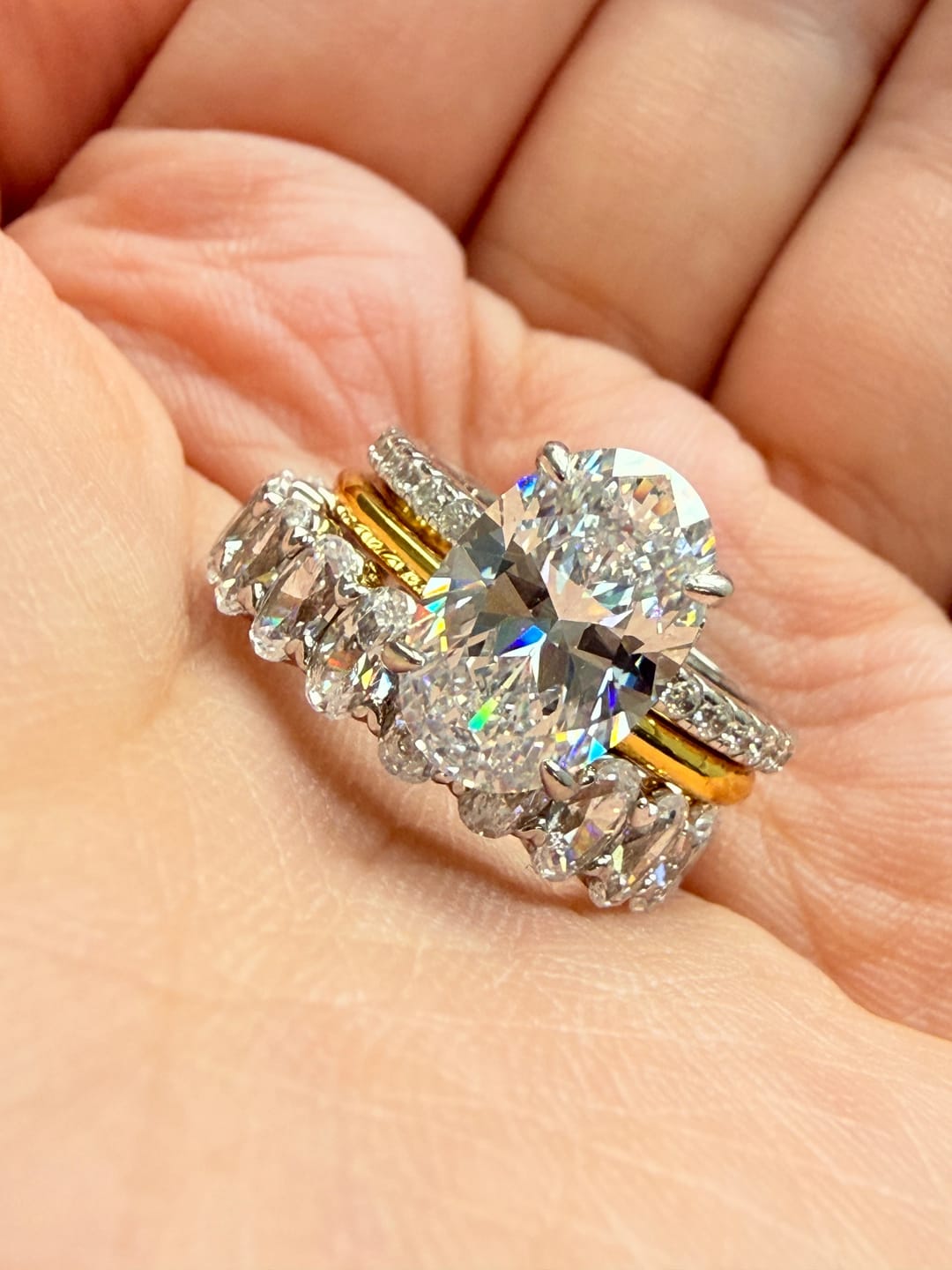 Customer photo review of S925 3PC 4.0Ct Oval Cut Wedding Ring Set Travel Ring For Her With Two Classic Wedding Bands