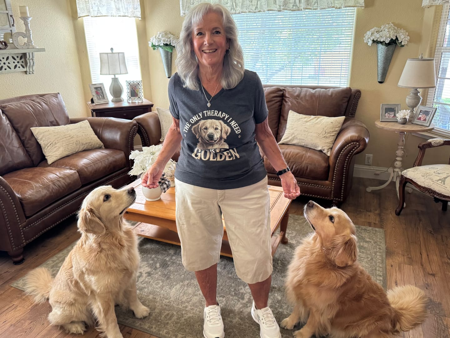 Customer photo review of Golden Retriever Retro Stay Golden T-Shirt