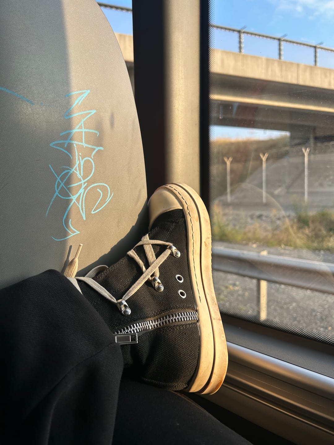 Customer photo review of Rick Owens High-Top Canvas Boots - Black and White