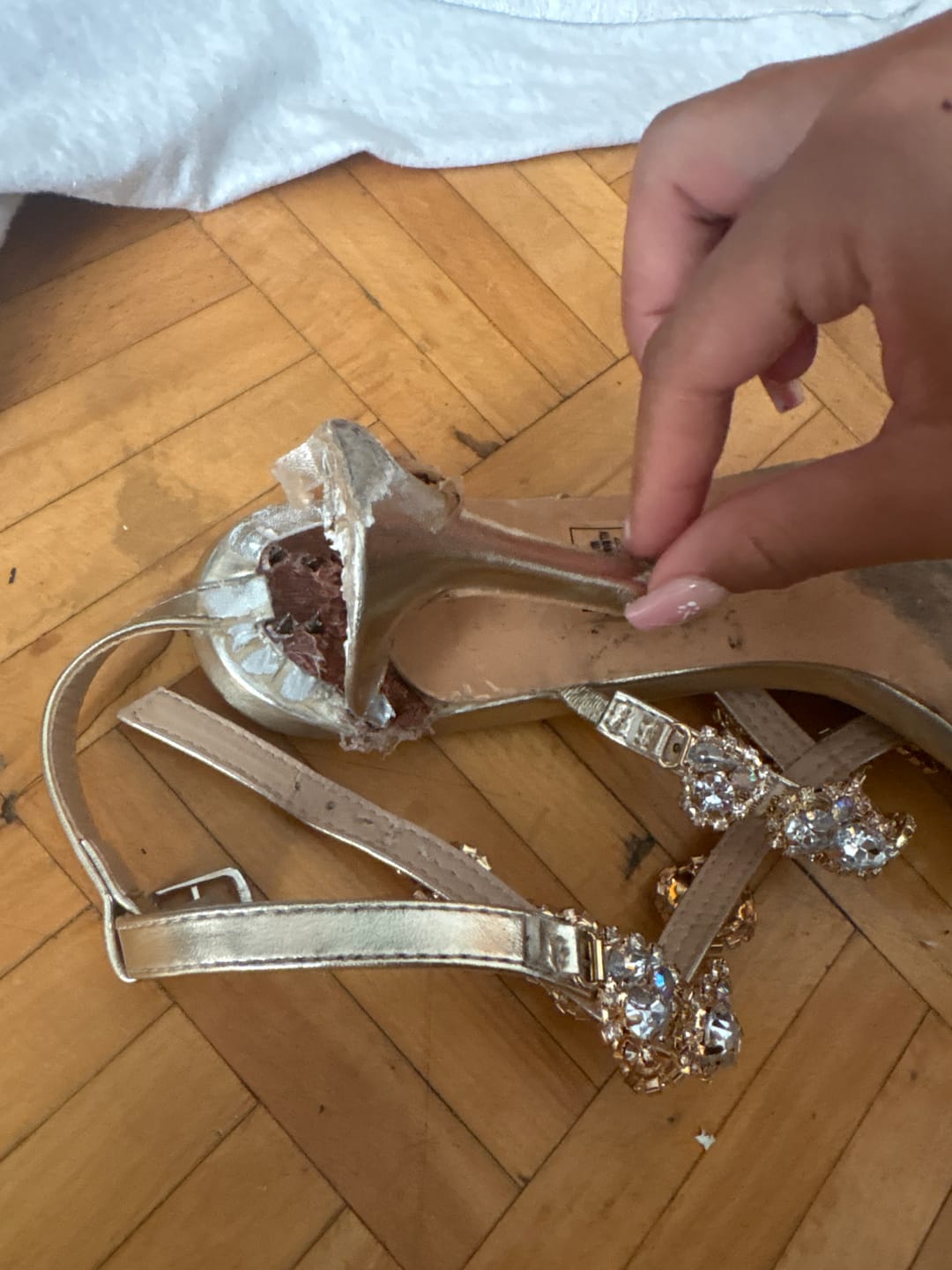 Customer photo review of ZETA-GOLD RHINESTONE STILETTO SANDAL