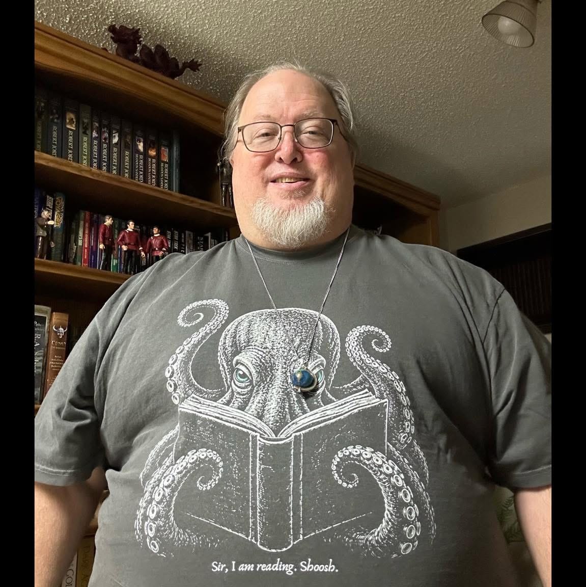 Customer photo review of Sir, I Am Reading Octopus T-Shirt