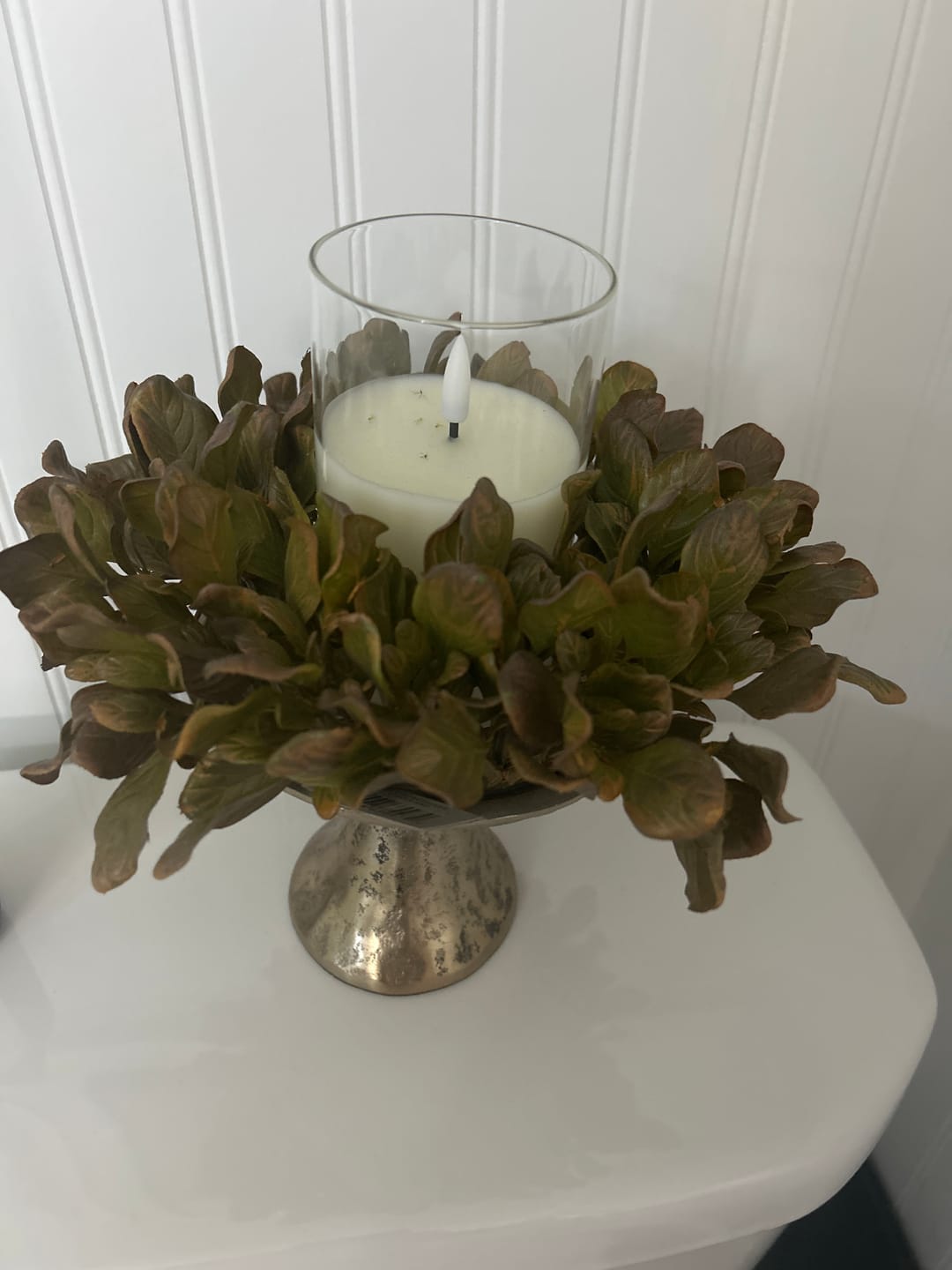 Customer photo review of Golden Meadow Leaf Candle Ring