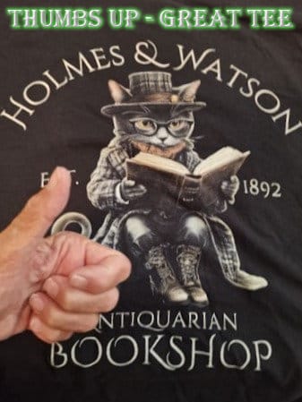 Customer photo review of Holmes & Watson Antiquarian Bookshop - Sherlock Holmes Shirt