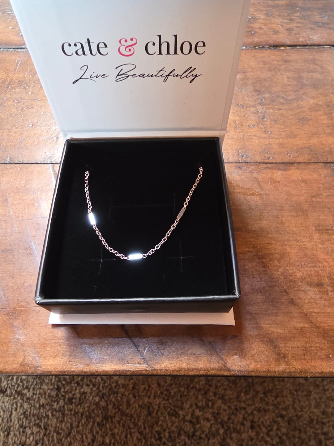 Customer photo review of Cassidy 18k White Gold Plated Stacking Necklace Chain
