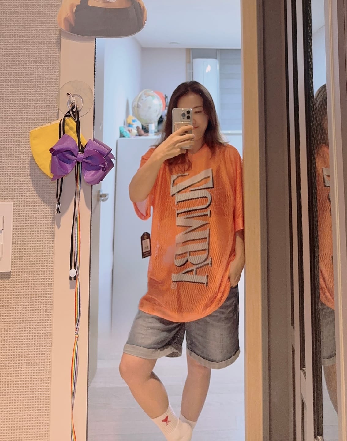 Customer photo review of Dale-Z Oversized Mesh V-Neck Top