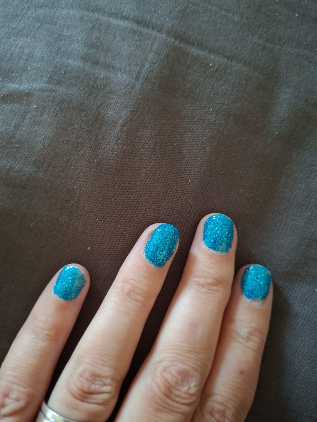Customer photo review of Sapphire Blue Dipping Powder
