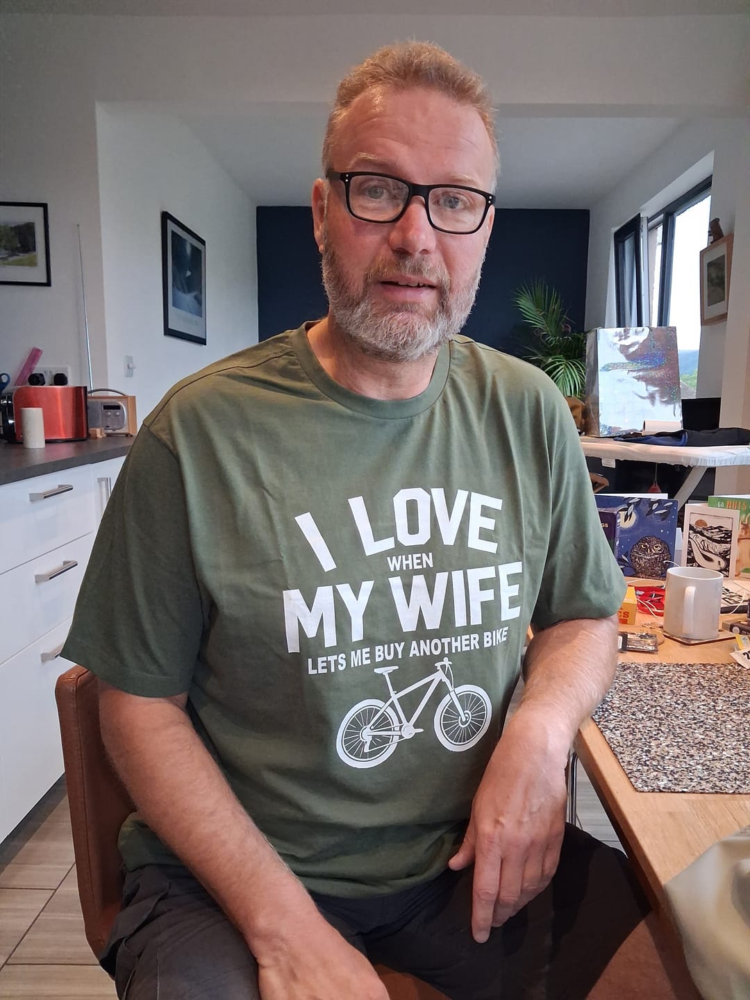 Customer photo review of LOVE WIFE BUY BIKE T Shirt