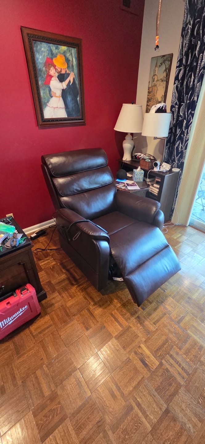 Customer photo review of 9188 Power Lift Recliner – Dual Motor, Lay Flat, Heat & Massage