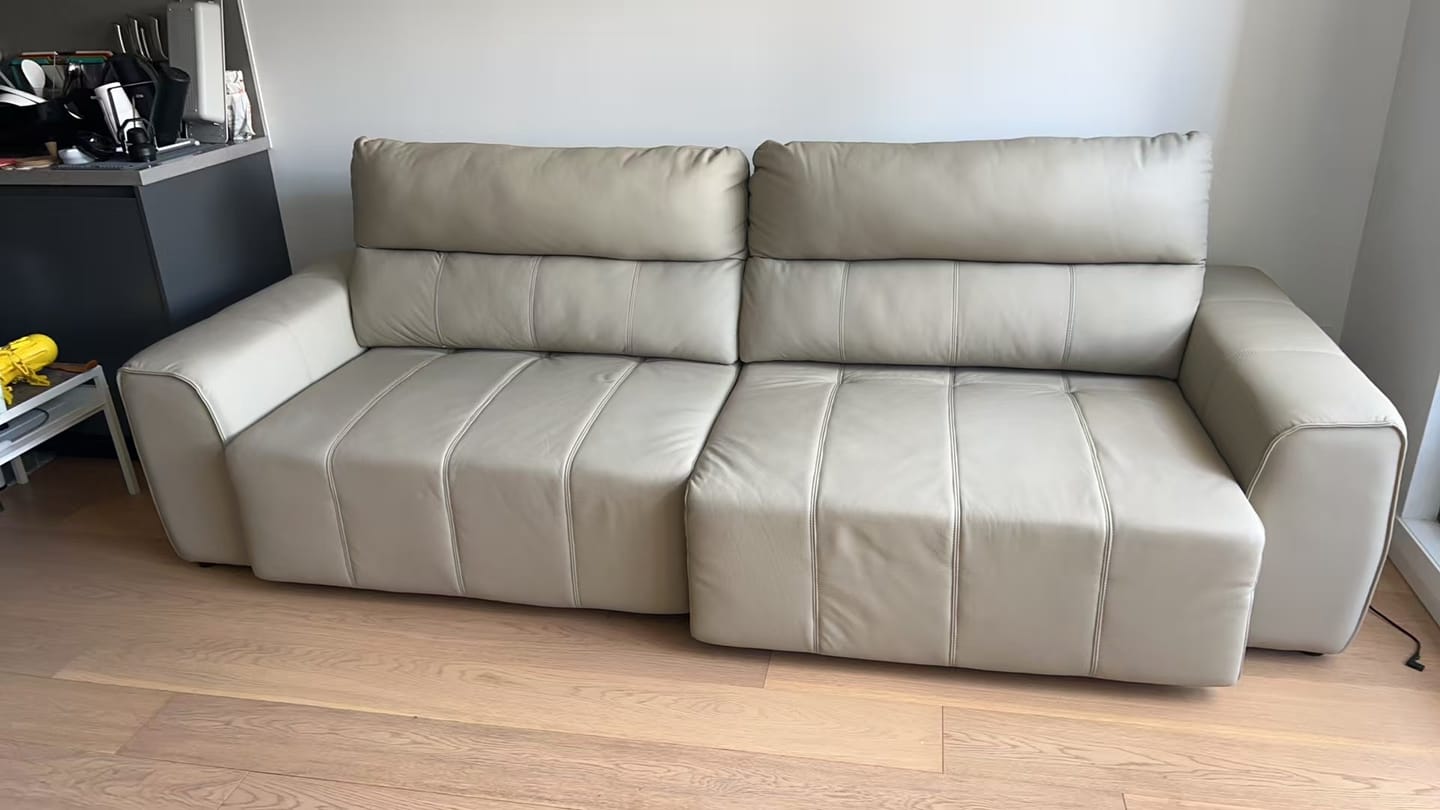 Customer photo review of Oasis 3.5 Seat Electric Sliding Seat Sofa Bed – Leather