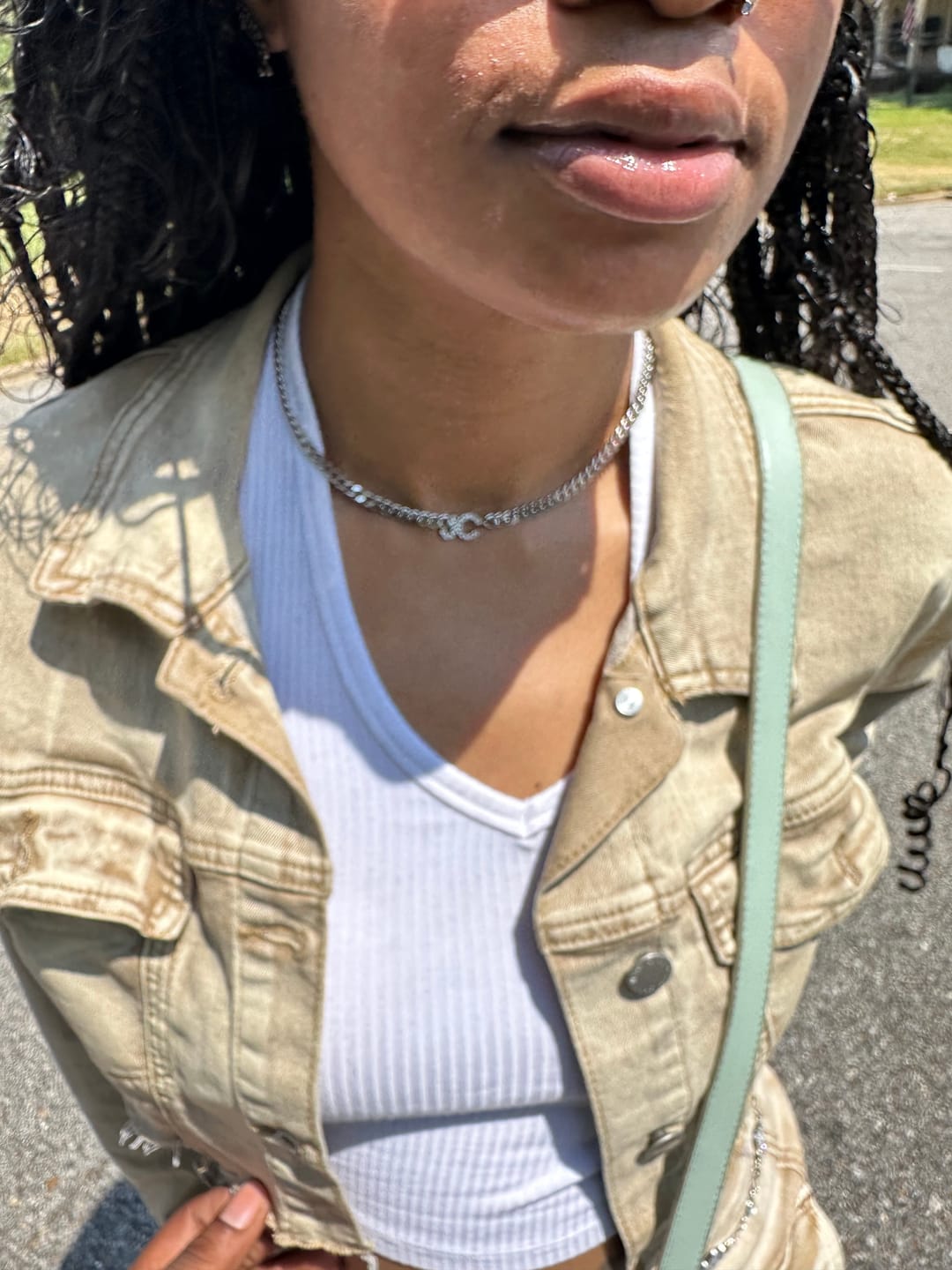 Customer photo review of Iced Initials Necklace w/ Cuban Chain