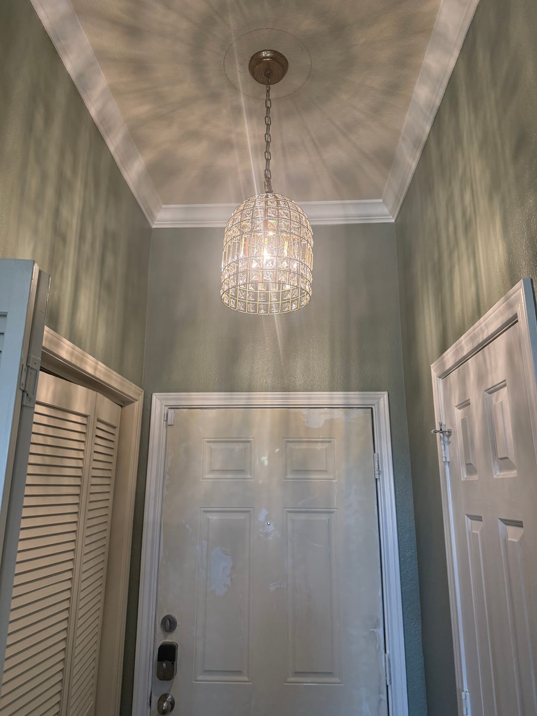 Customer photo review of French Shabby Chic Antique Brass Crystal Cage Chandelier