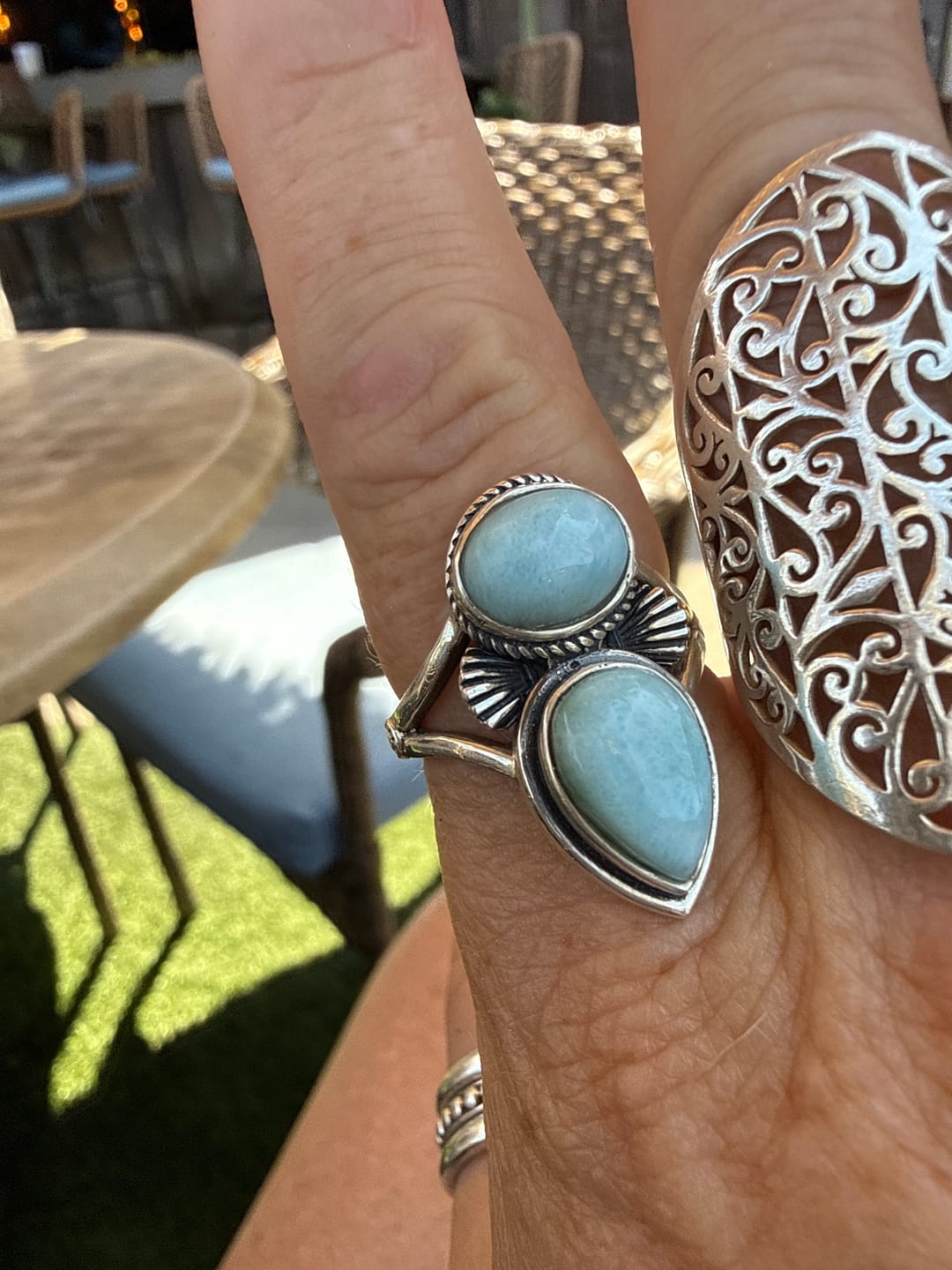 Customer photo review of Larimar Shell Ring Sterling Silver
