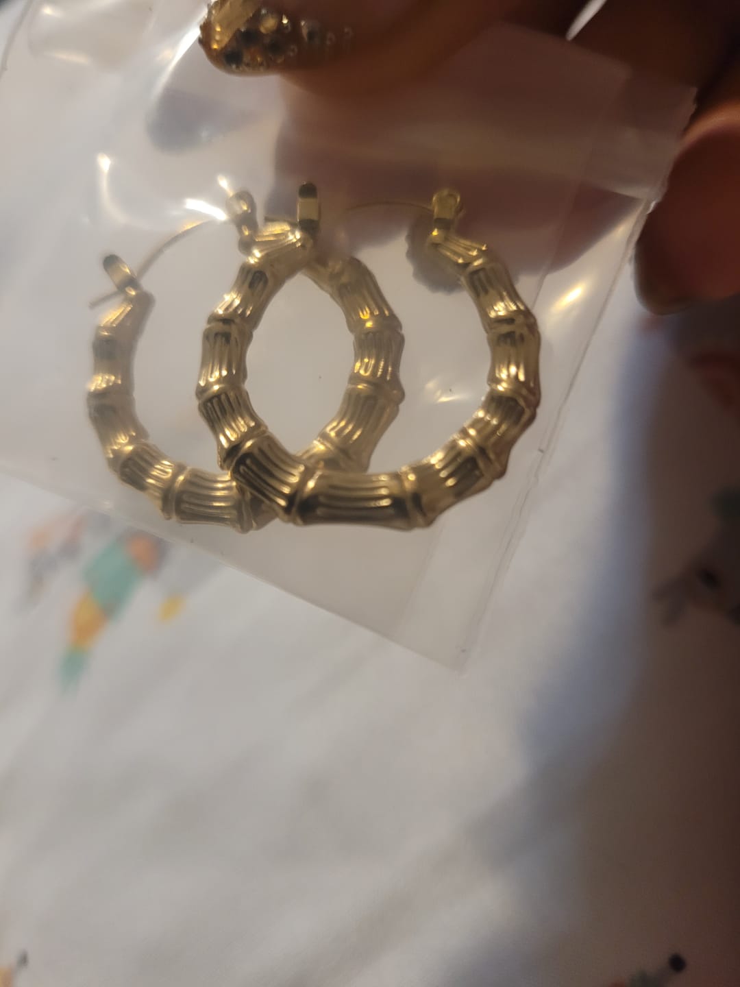 Customer photo review of Bamboo Hoop Earrings