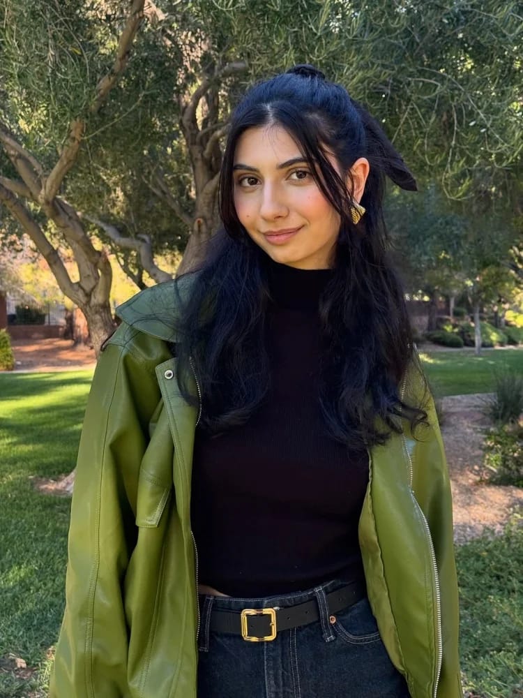 Customer photo review of Bilge Vintage Green Faux Leather Jacket