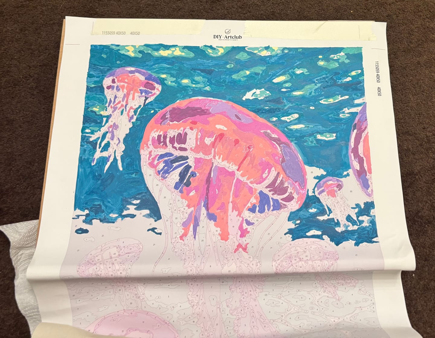 Customer photo review of Pink Jelly Fishes | Paint by Number