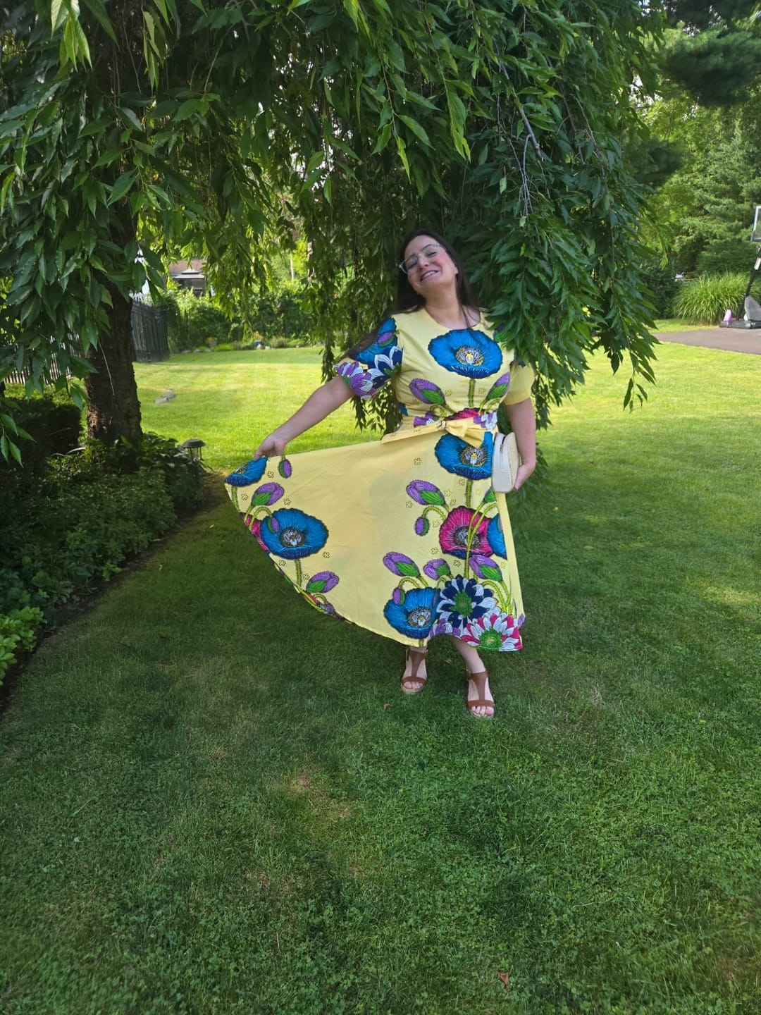 Customer photo review of LOLADE AFRICAN PRINT FLORAL DRESS [YELLOW]