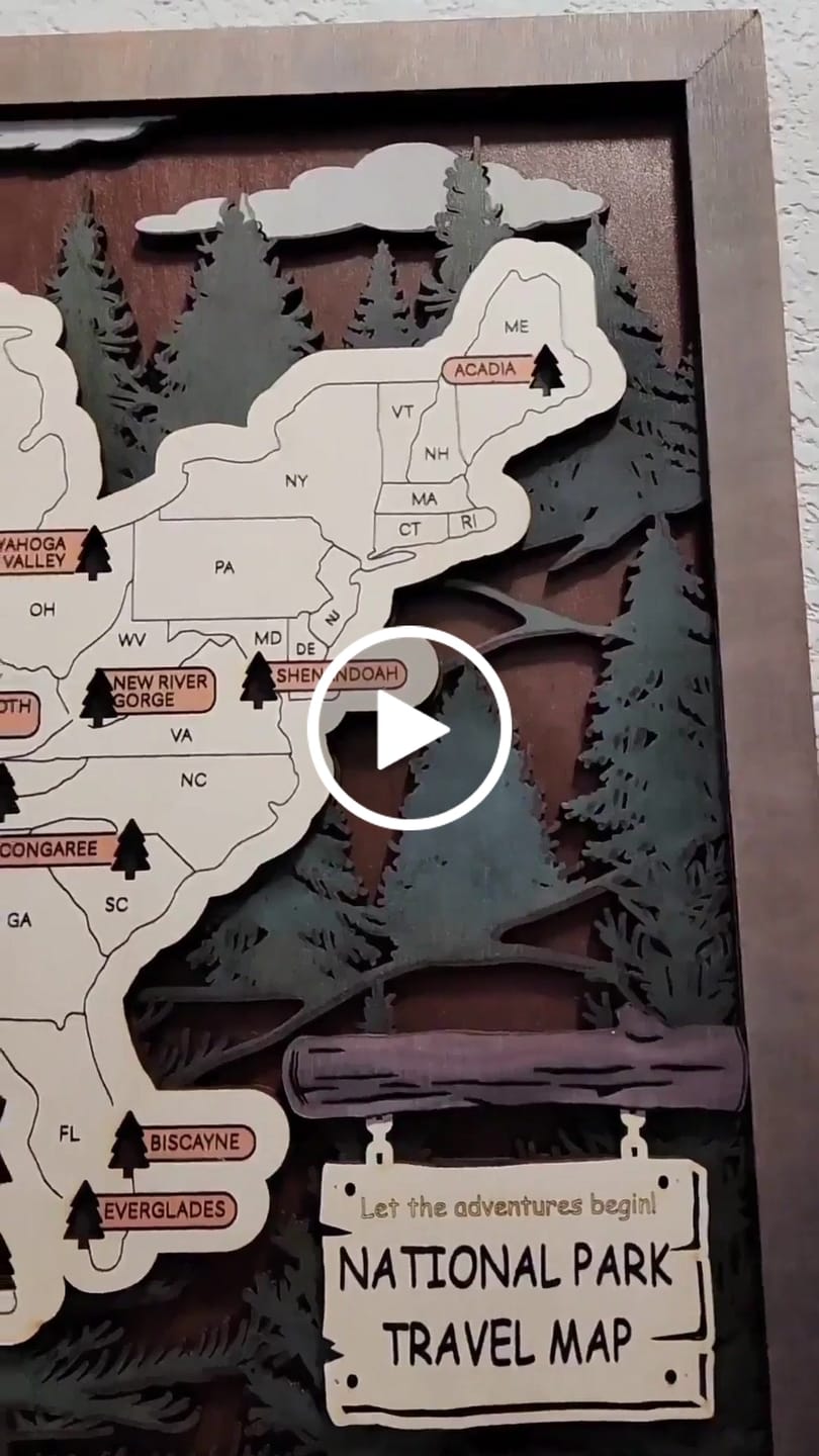 Customer video review of US 3D Wooden National Parks Travel Map With Trees To Record Park Visits (1 Design)