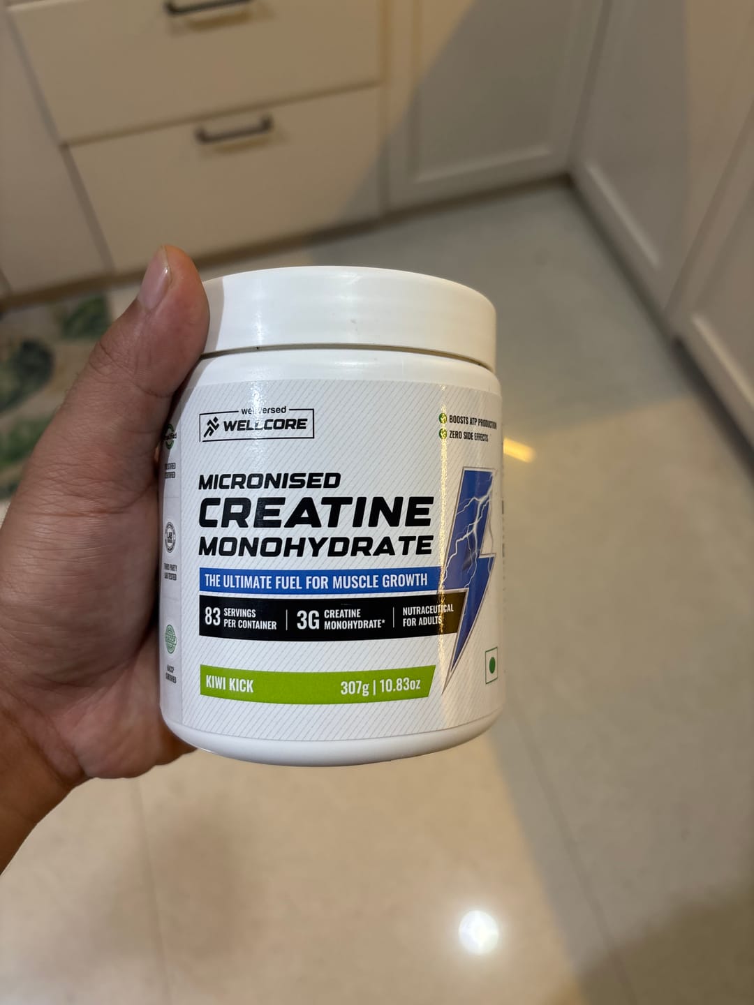 Customer photo review of Wellcore - Pure Micronised Creatine Monohydrate | Kiwi Kick (307g, 83 servings)